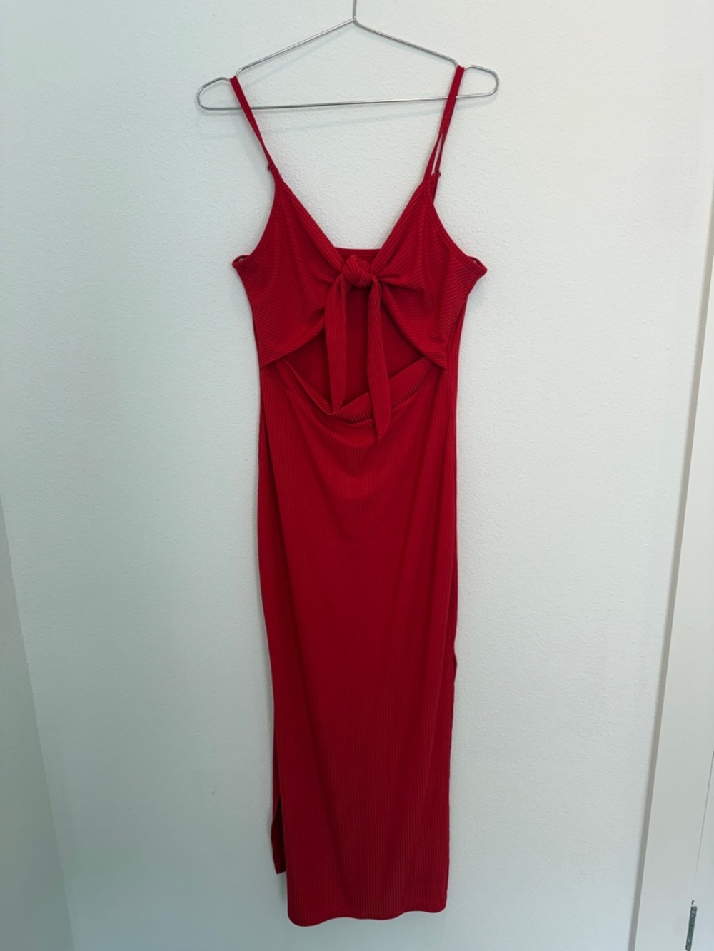 Women's Tie Knot Cut Out Side Split Hem Knit Bodycon Maxi Dress​ - Picture 2 of 4